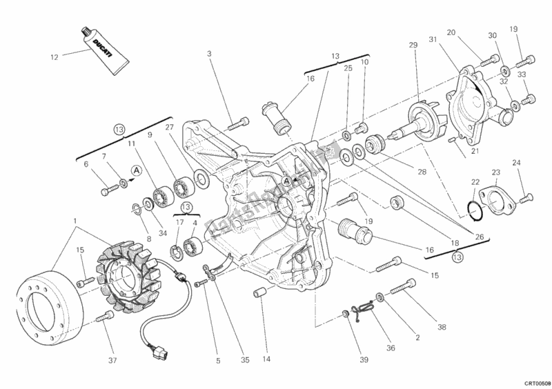 Tutte le parti per il Coperchio Del Generatore - Pompa Dell'acqua del Ducati Superbike 1198 R USA 2010